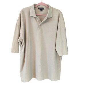 Basic Classic Beige Mens XL Pique Weave Cotton Blend Milano Bay Golf Polo‎ Shirt